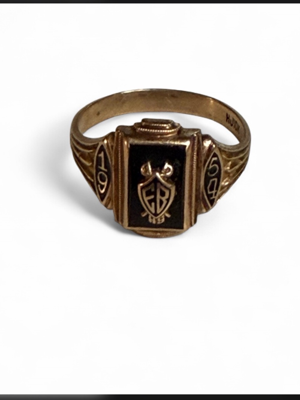 Vintage 1949 Herff Jones 10K Gold Black Enamel Fraternal Signet Ring 3g